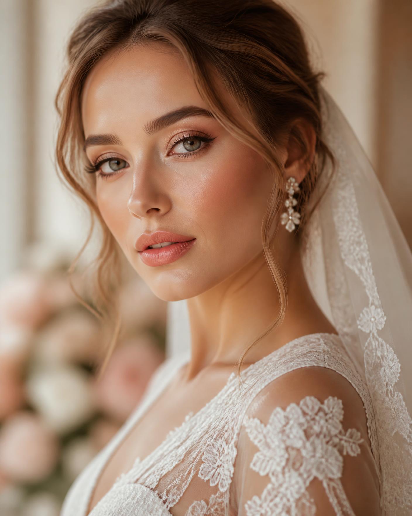 Novia con maquillaje profesional de larga duración