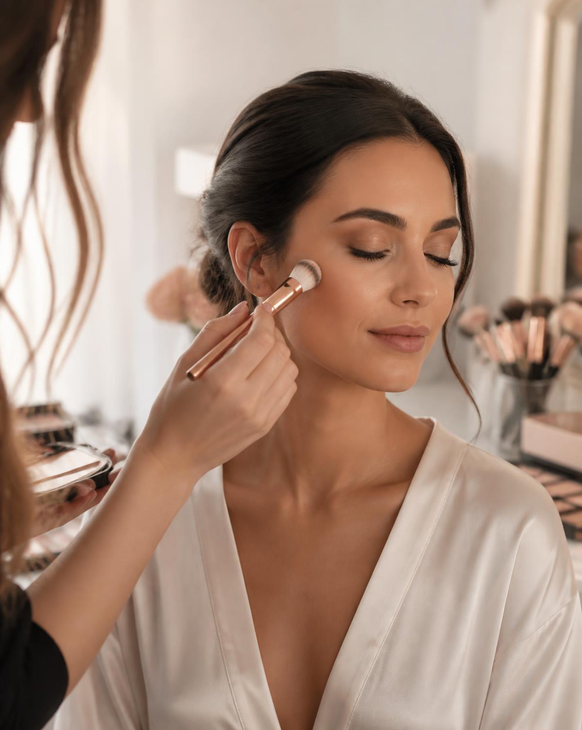 Maquillaje profesional de novia en preparación